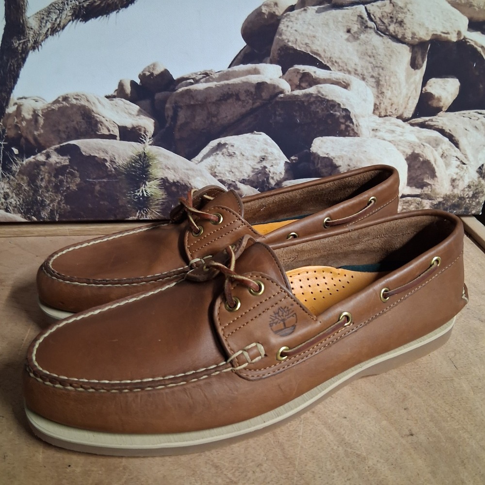 Timberland Classic 2-Eye Boat Shoes Mens 14 Brown Leather Deck Moccasins 25077